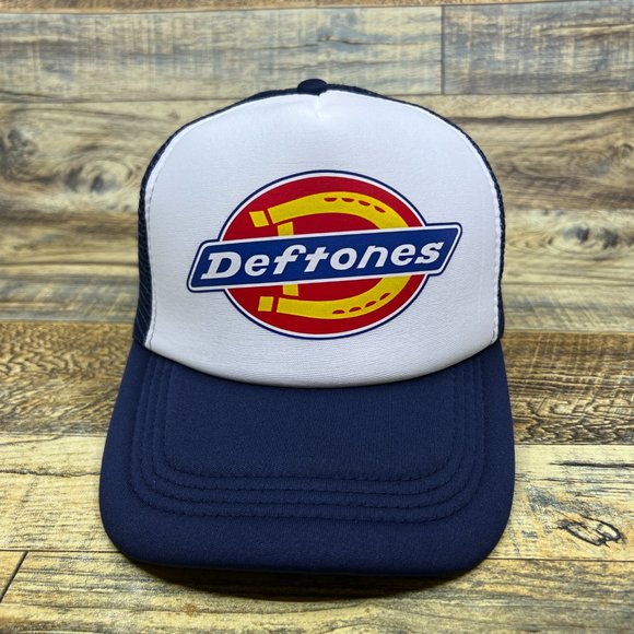 Deftones Mens Trucker Hat Navy Snapback Alt Nu Metal Dickies Baseball Cap - Picture 2 of 8